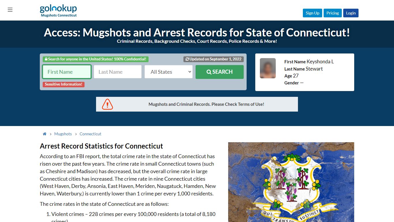 Access: Mugshots and Arrest Records for State of Connecticut! - GoLookUp